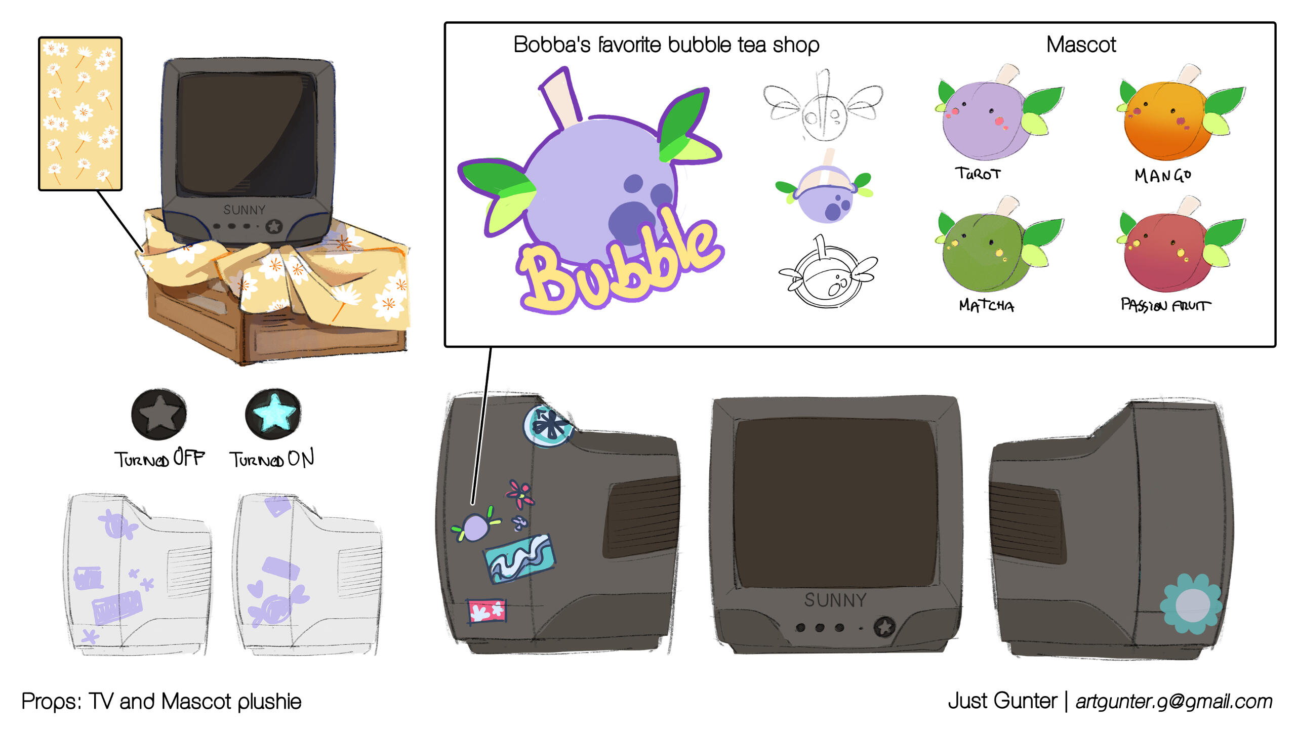 Props: TV and Mascot plushie