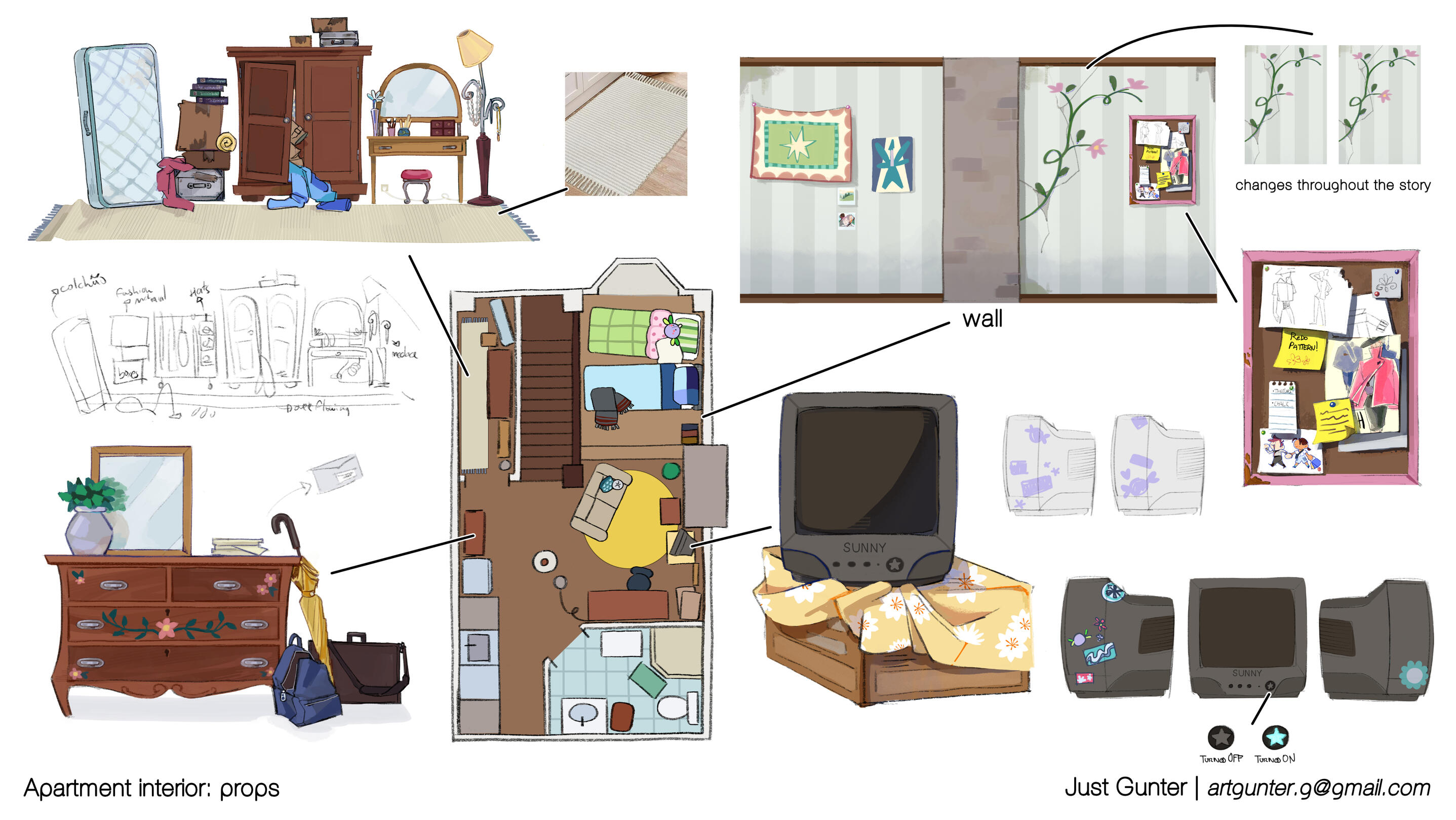 Apartment interior: props
